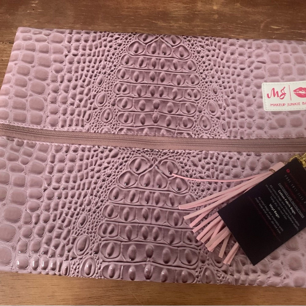 MJ Blush Crocodile Embossed Cosmetic Bag